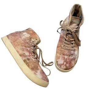NOBULL Canvas High-Top Trainer tan taupe Tie Dye laced sneakers women’s 10